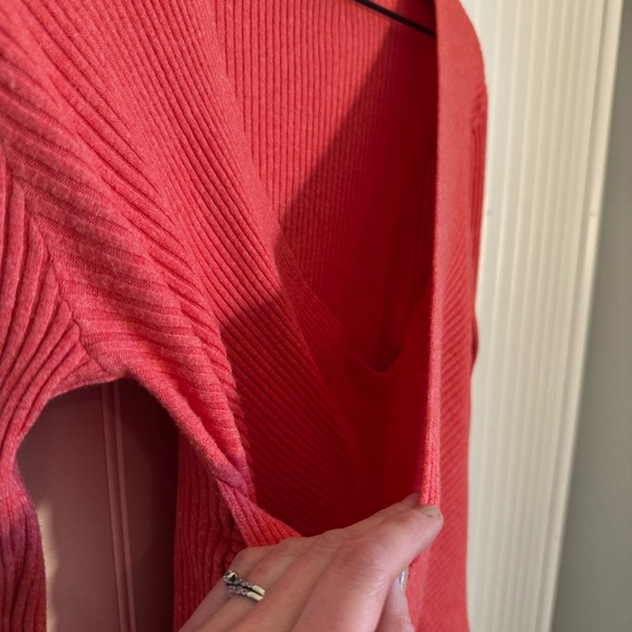 Soft Surroundings Red Ribbed Wrap Sweater Women’s Size Small - Picture 4 of 13